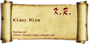 Klasz Riza névjegykártya